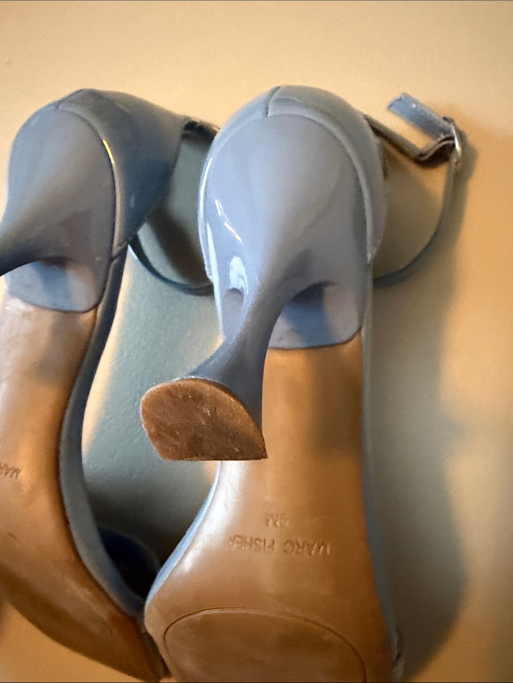 Marc Fisher Powder Blue Square-Toe Ankle-Strap Stilettos - Picture 5 of 13